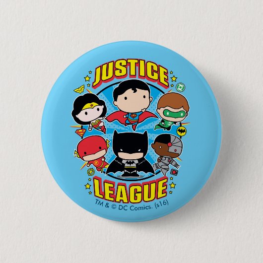 Chibi Justice League Group Ronde Button 5,7 Cm (Voorkant)
