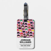 Chibi Justice League Head Pattern Bagagelabel (Achterkant verticaal)