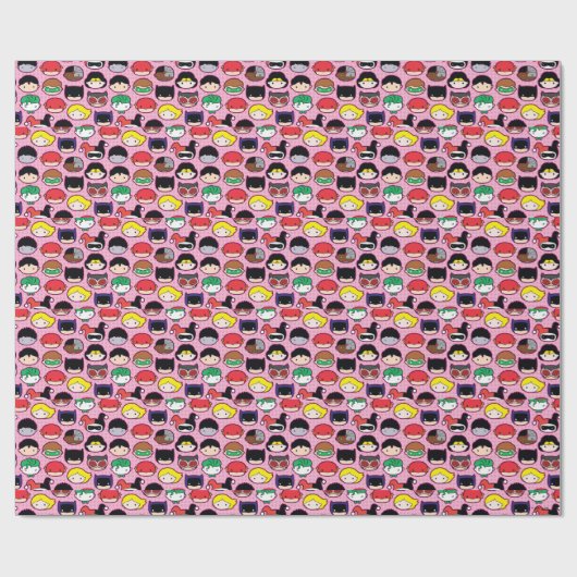 Chibi Justice League Head Pattern Cadeaupapier (Vlak)