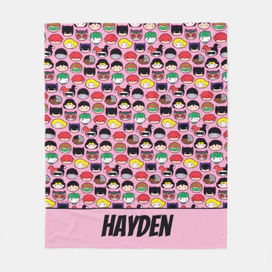 Chibi Justice League Head Pattern Fleece Deken (Voorkant)