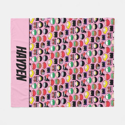 Chibi Justice League Head Pattern Fleece Deken (Voorkant (Horizontaal))