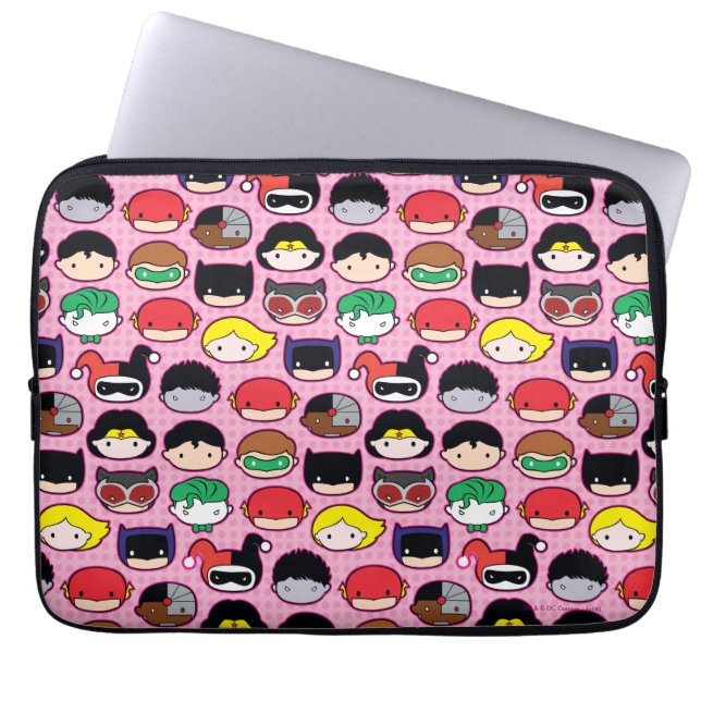 Chibi Justice League Head Pattern Laptop Sleeve (Voorkant)