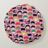 Chibi Justice League Head Pattern Rond Kussen (Achterkant)