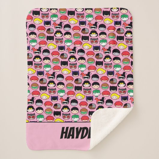 Chibi Justice League Head Pattern Sherpa Deken (Voorkant)