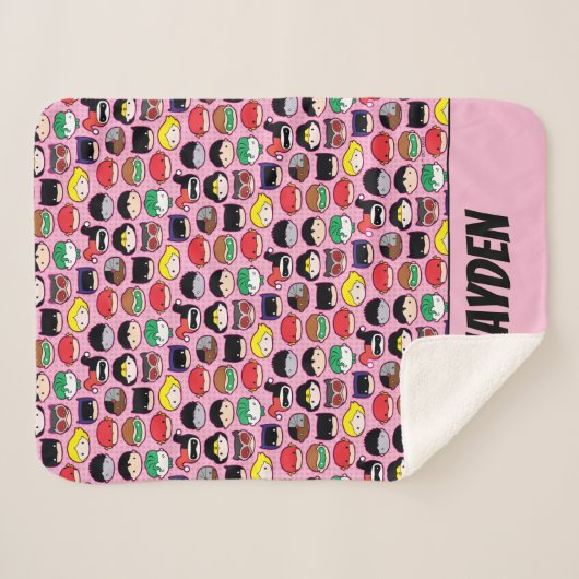 Chibi Justice League Head Pattern Sherpa Deken (Voorkant (horizontaal))