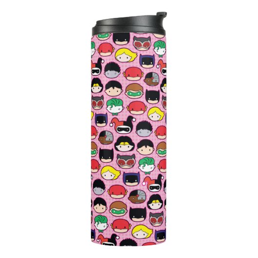 Chibi Justice League Head Pattern Thermosbeker (Gedraaid links)