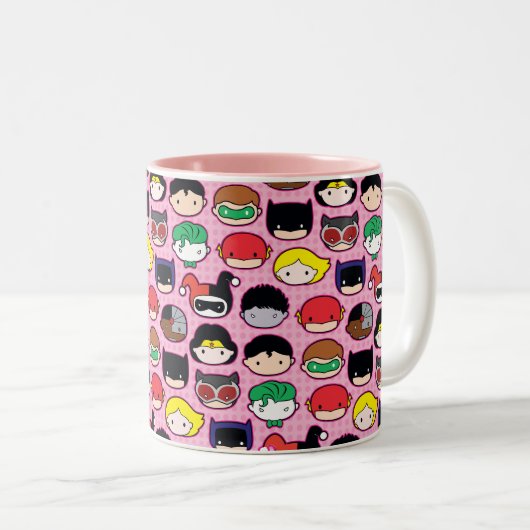 Chibi Justice League Head Pattern Tweekleurige Koffiemok (Voorkant rechts)