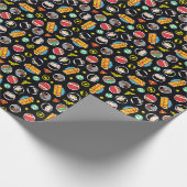 Chibi Justice League Heroes en Logos Pattern Cadeaupapier (Hoek)