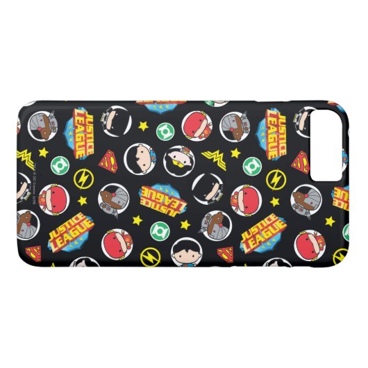 Chibi Justice League Heroes en Logos Pattern Case-Mate iPhone Case (Achterkant (Horizontaal))