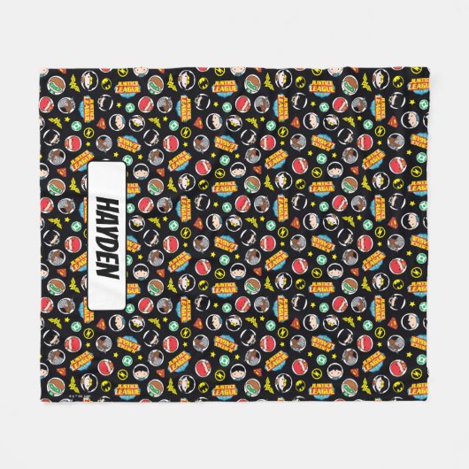 Chibi Justice League Heroes en Logos Pattern Fleece Deken (Voorkant (Horizontaal))