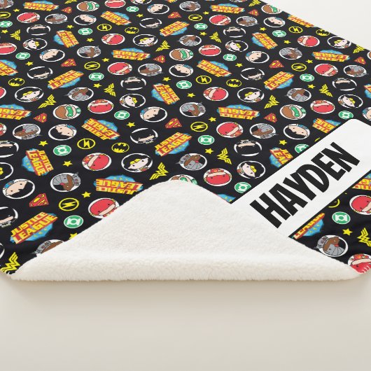 Chibi Justice League Heroes en Logos Pattern Sherpa Deken (3/4)