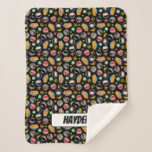 Chibi Justice League Heroes en Logos Pattern Sherpa Deken (Voorkant)