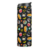 Chibi Justice League Heroes en Logos Pattern Thermosbeker (Gedraaid links)