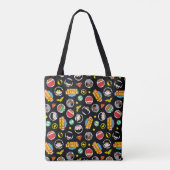 Chibi Justice League Heroes en Logos Pattern Tote Bag (Achterkant)
