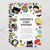 Chibi Justice League Kinderen Verjaardag Kaart (Voorkant / Achterkant)