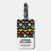 Chibi Justice League Logo Patroon Bagagelabel (Achterkant verticaal)