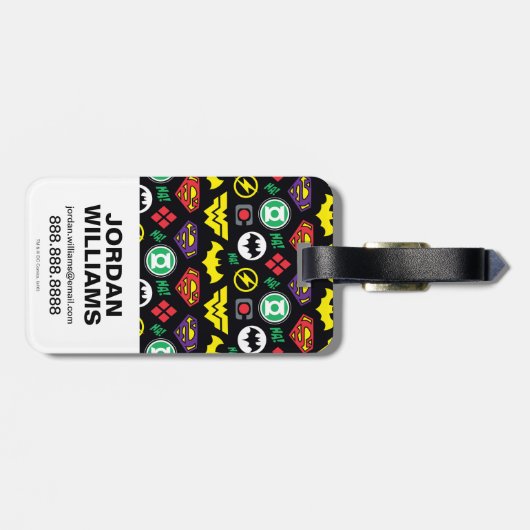 Chibi Justice League Logo Pattern Bagagelabel (Achterkant horizontaal)