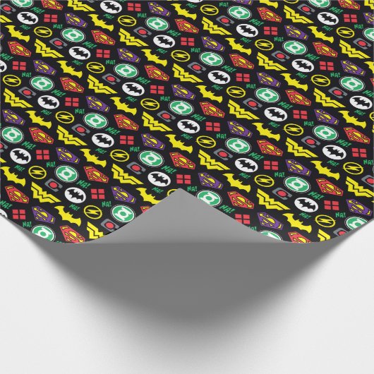 Chibi Justice League Logo Pattern Cadeaupapier (Hoek)