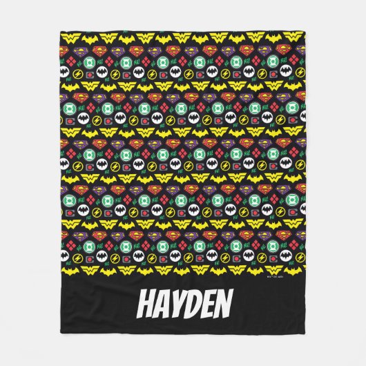 Chibi Justice League Logo Pattern Fleece Deken (Voorkant)