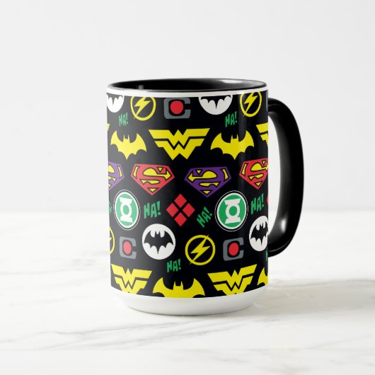 Chibi Justice League Logo Pattern Mok (Voorkant rechts)