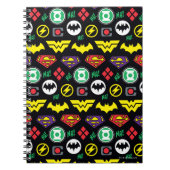 Chibi Justice League Logo Pattern Notitieboek (Voorkant)