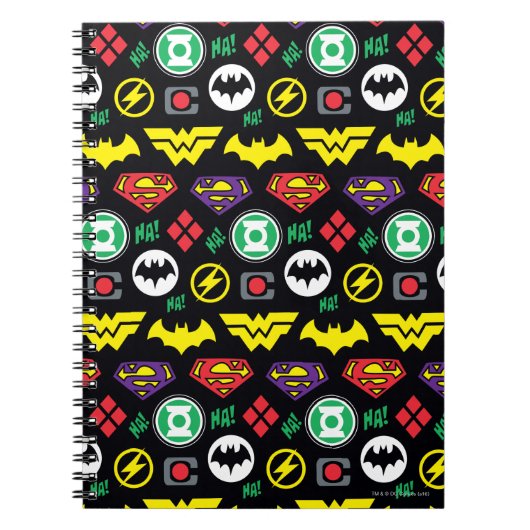 Chibi Justice League Logo Pattern Notitieboek (Voorkant)