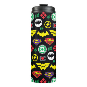 Chibi Justice League Logo Pattern Thermosbeker