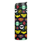 Chibi Justice League Logo Pattern Thermosbeker (Gedraaid links)