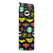 Chibi Justice League Logo Pattern Thermosbeker (Geroteerd rechts)