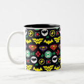 Chibi Justice League Logo Pattern Tweekleurige Koffiemok (Links)