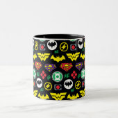 Chibi Justice League Logo Pattern Tweekleurige Koffiemok (Center)