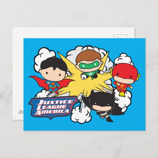 Chibi Justice League of America Explosion Briefkaart (Voorkant / Achterkant)