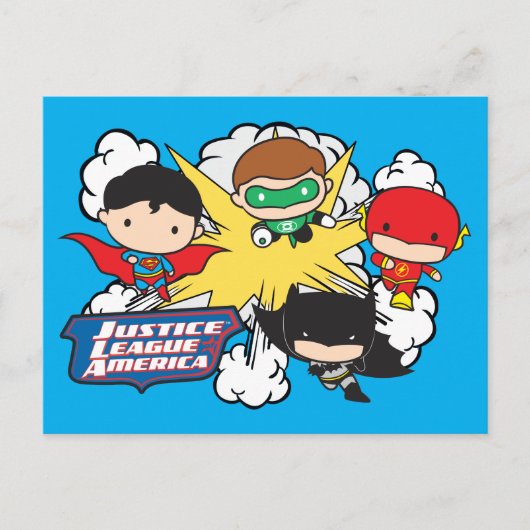 Chibi Justice League of America Explosion Briefkaart (Voorkant)