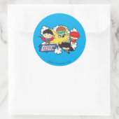 Chibi Justice League of America Explosion Ronde Sticker (Tas)