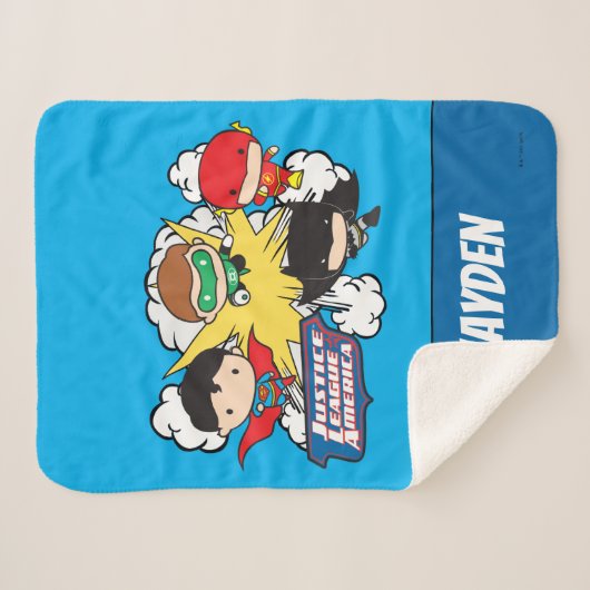 Chibi Justice League of America Explosion Sherpa Deken (Voorkant (horizontaal))