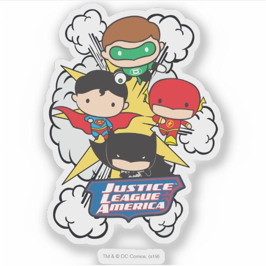 Chibi Justice League of America Explosion Sticker (Voorkant)