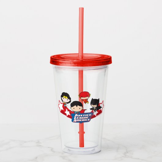 Chibi Justice League of America Stars Acryl Drinkbeker (Voorkant)