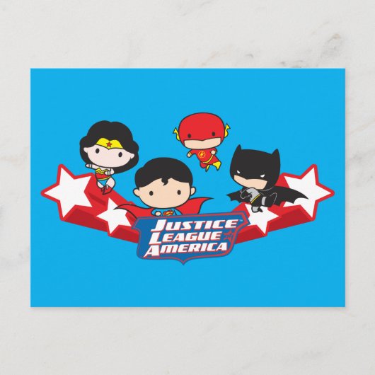 Chibi Justice League of America Stars Briefkaart (Voorkant)