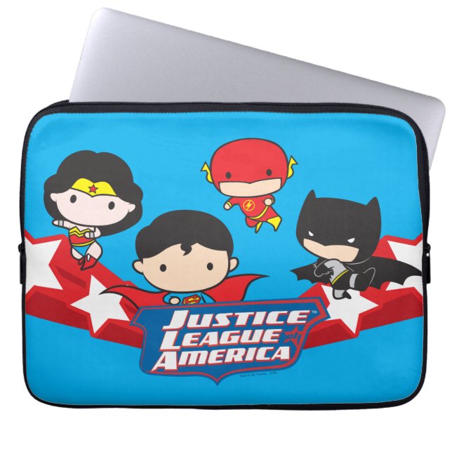 Chibi Justice League of America Stars Laptop Sleeve (Voorkant)