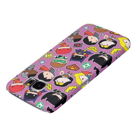 Chibi Justice League Pattern over Paars Case-Mate Samsung Galaxy Hoesje (Onderkant)