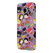 Chibi Justice League Pattern over Paars Case-Mate Samsung Galaxy Hoesje (Achterkant Links)