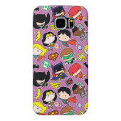 Chibi Justice League Pattern over Paars Case-Mate Samsung Galaxy Hoesje (Achterkant)