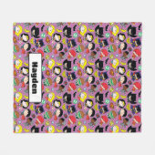 Chibi Justice League Pattern over Paars Fleece Deken (Voorkant (Horizontaal))