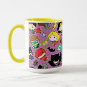 Chibi Justice League Pattern over Paars Mok (Links)