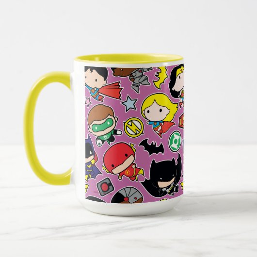 Chibi Justice League Pattern over Paars Mok (Links)