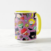 Chibi Justice League Pattern over Paars Mok (Voorkant rechts)