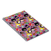 Chibi Justice League Pattern over Paars Notitieboek (Rechterzijde)