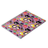 Chibi Justice League Pattern over Paars Notitieboek (Linkerzijde)