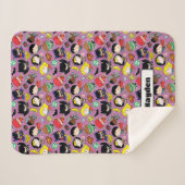 Chibi Justice League Pattern over Paars Sherpa Deken (Voorkant (horizontaal))