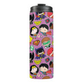 Chibi Justice League Pattern over Paars Thermosbeker (Voorkant)